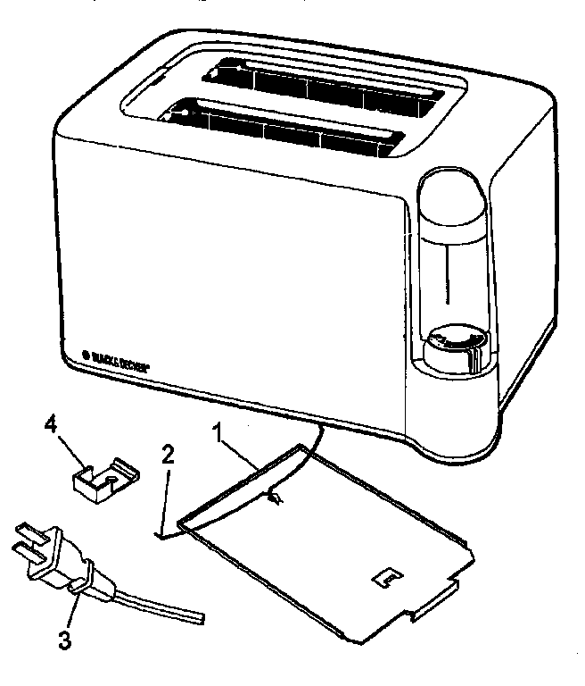 Toaster Diagram and Parts List for T270 Type 1 Black and Decker Toaster